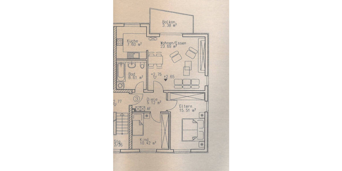 Etagenwohnung Nürnberg Steinbühl - 3 Zimmer, 70 m&sup2;, 225.000&euro; | Angebot:25668896