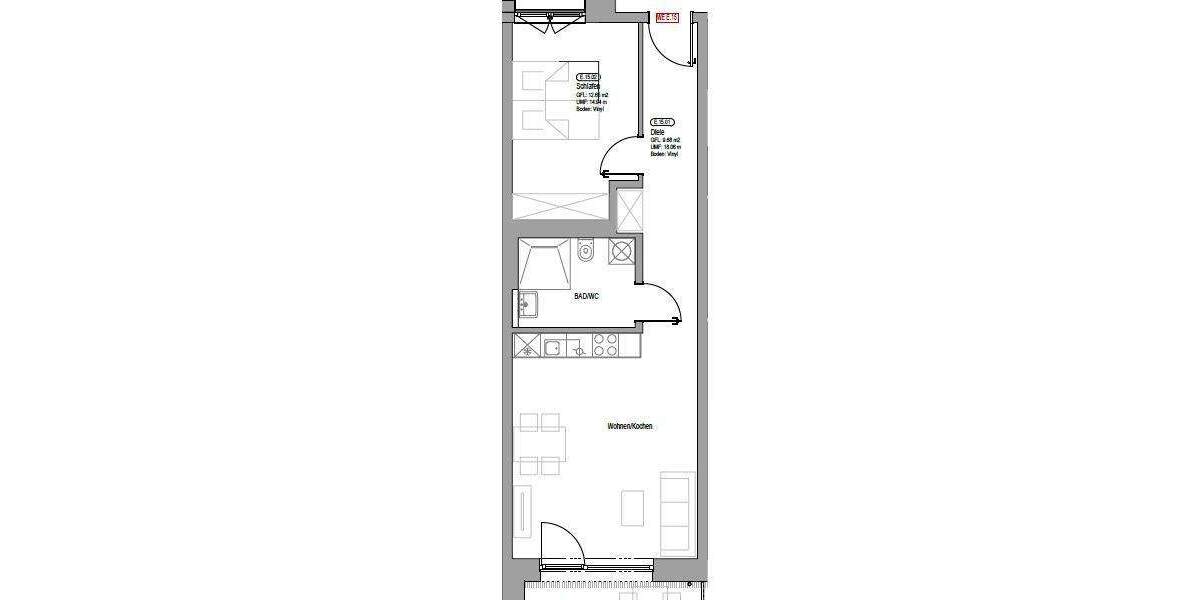 Etagenwohnung Nürnberg Schweinau - 2 Zimmer, 54 m&sup2;, 1.082&euro; | Angebot:25683959