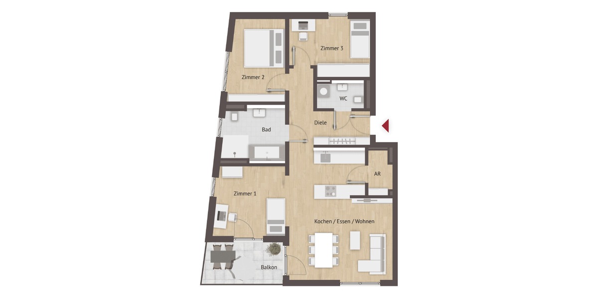Etagenwohnung Nürnberg Laufamholz - 4 Zimmer, 95 m&sup2;, 741.570&euro; | Angebot:26617133