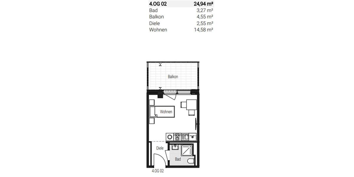 Etagenwohnung Nürnberg Gibitzenhof - 1 Zimmer, 25 m&sup2;, 702&euro; | Angebot:25350308