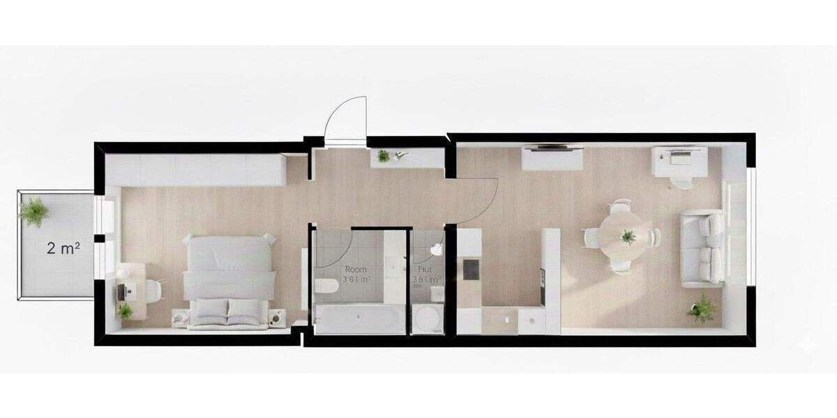 Etagenwohnung Nürnberg Hummelstein - 2 Zimmer, 44 m&sup2;, 690&euro; | Angebot:25838062