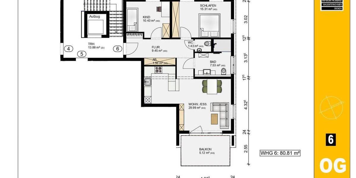 Etagenwohnung Nürnberg Großgründlach - 3 Zimmer, 80 m&sup2;, 538.200&euro; | Angebot:26016376
