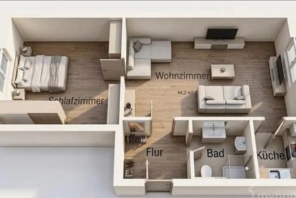 Wohnung Fürth Südstadt - 2 Zimmer, 44 m&sup2;, 660&euro; | Angebot:27568022