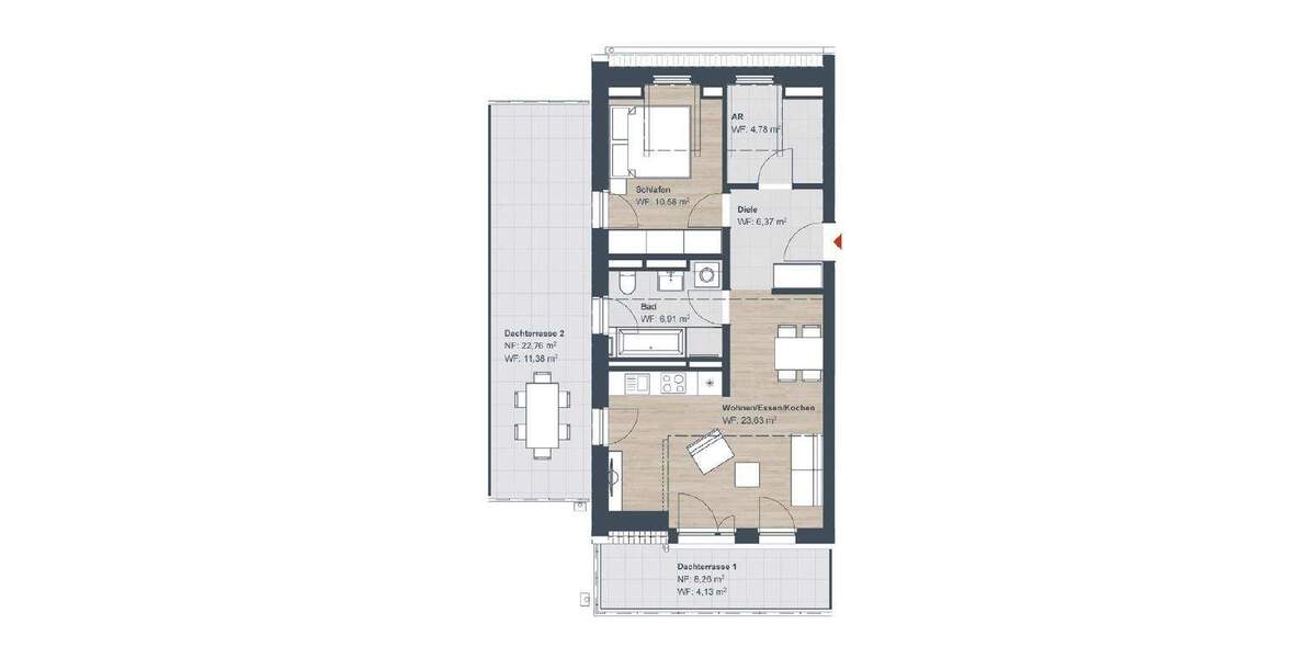 Terrassenwohnung Röthenbach an der Pegnitz Röthenbach - 2 Zimmer, 67 m&sup2;, 402.205&euro; | Angebot:26065405