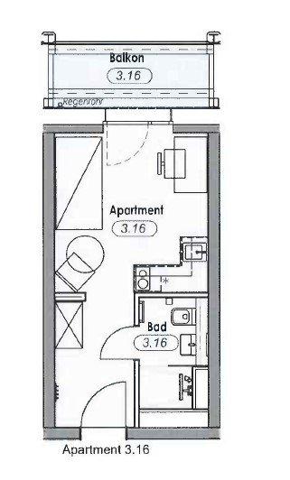 Etagenwohnung Nürnberg Altstadt, St. Lorenz - 1 Zimmer, 22 m&sup2;, 550&euro; | Angebot:25968175