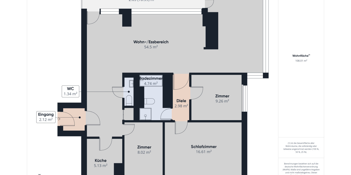 Etagenwohnung Nürnberg Tullnau - 4 Zimmer, 117 m&sup2;, 348.000&euro; | Angebot:25703009