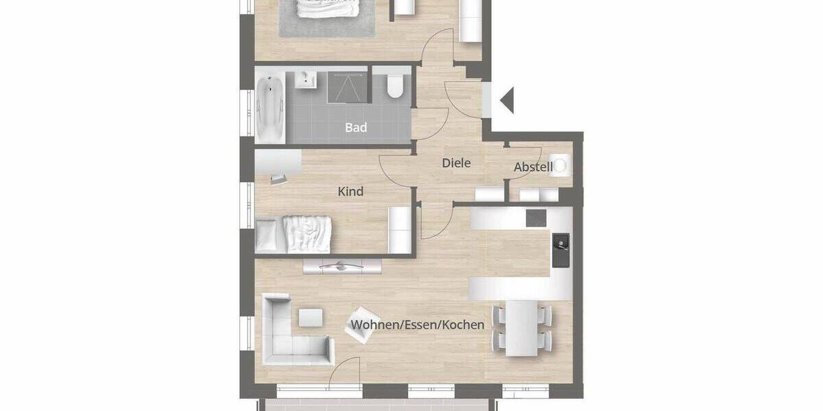 Etagenwohnung Erlangen Burgberg - 3 Zimmer, 80 m&sup2;, 535.000&euro; | Angebot:26486392