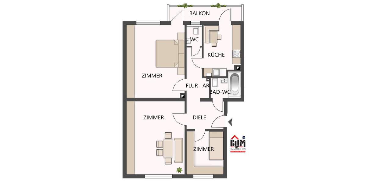 Etagenwohnung Nürnberg Steinbühl - 3 Zimmer, 73 m&sup2;, 650&euro; | Angebot:25695776