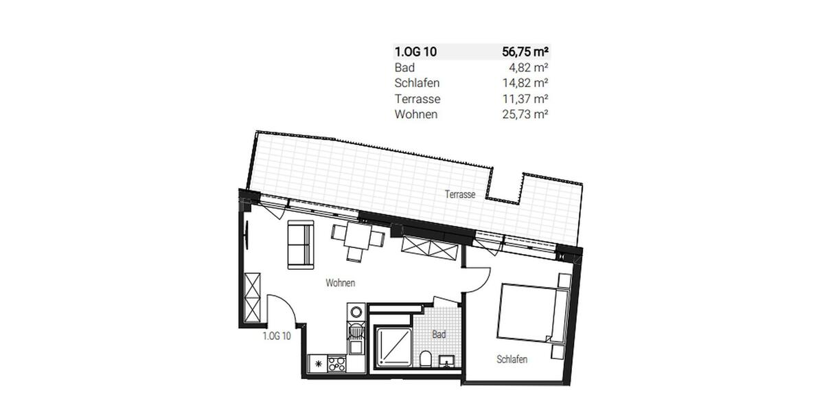 Etagenwohnung Nürnberg Gibitzenhof - 2 Zimmer, 57 m&sup2;, 1.256&euro; | Angebot:25350348