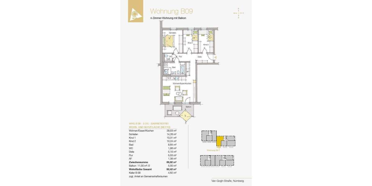 Etagenwohnung Nürnberg Herpersdorf - 4 Zimmer, 92 m&sup2;, 486.545&euro; | Angebot:25970618