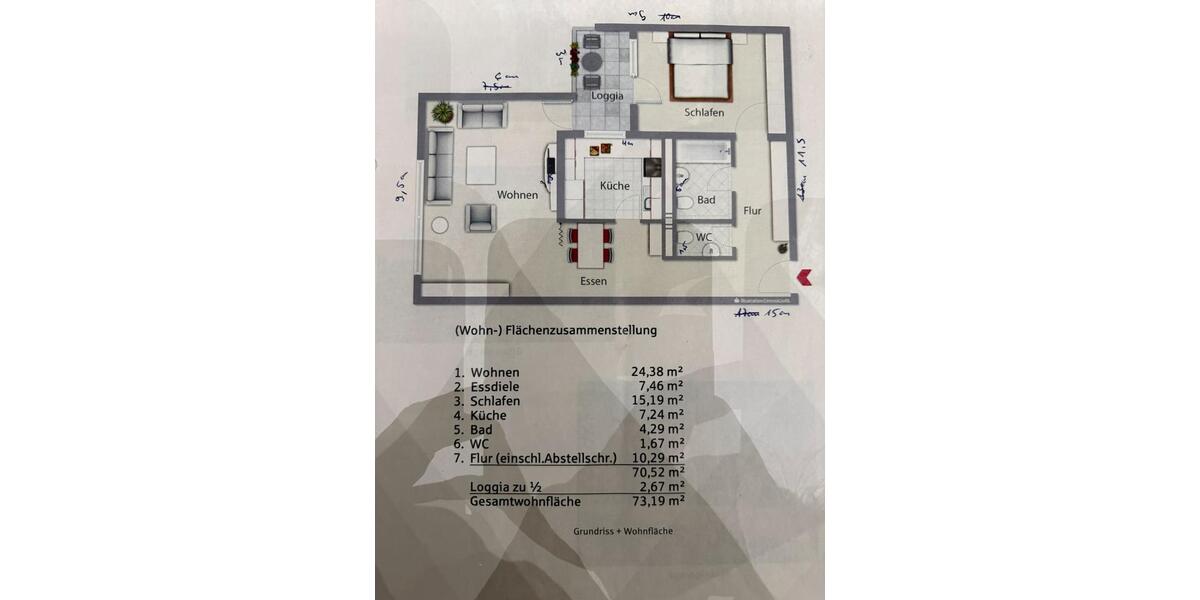Etagenwohnung Fürth Atzenhof - 2 Zimmer, 73 m&sup2;, 289.000&euro; | Angebot:26865338