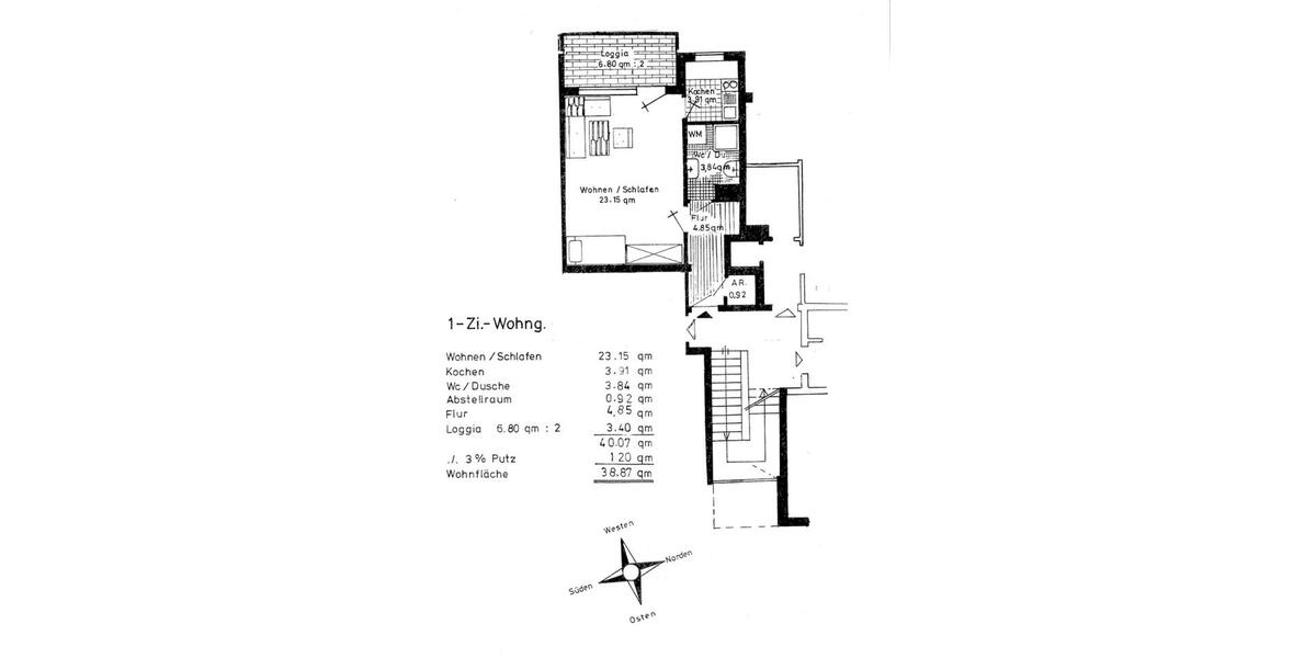 Etagenwohnung Buckenhof - 1.5 Zimmer, 39 m&sup2;, 705&euro; | Angebot:25962910