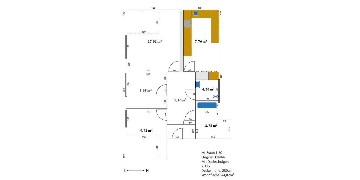 Dachgeschoßwohnung Erlangen Am Anger - 3 Zimmer, 45 m&sup2;, 700&euro; | Angebot:26549938