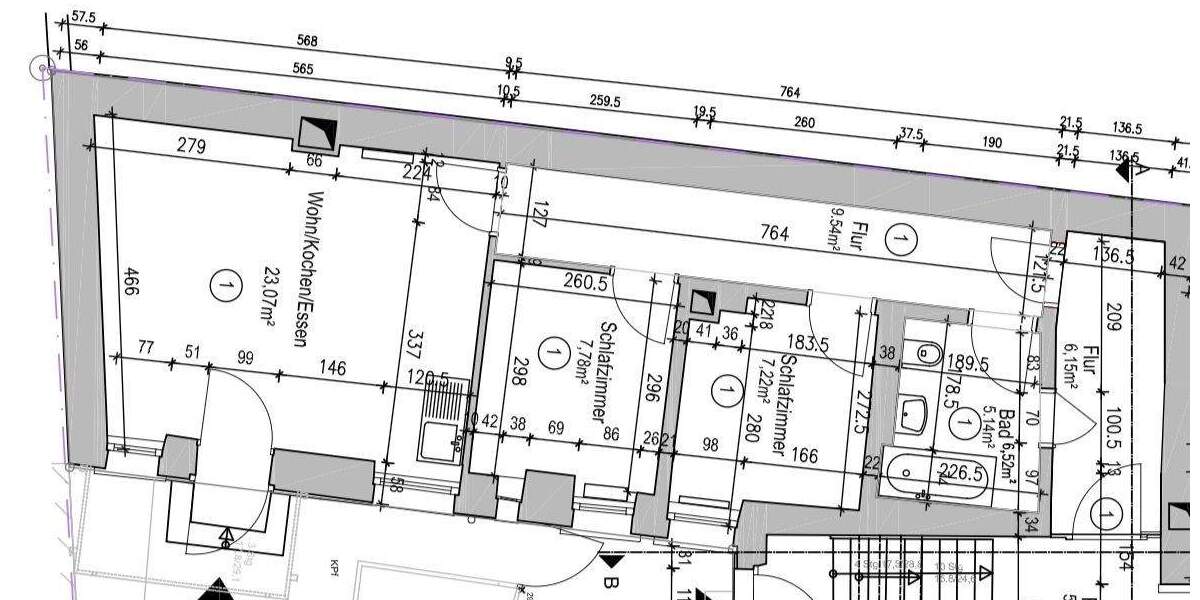 Etagenwohnung Nürnberg Kleinweidenmühle - 3 Zimmer, 59 m&sup2;, 1.190&euro; | Angebot:25797251