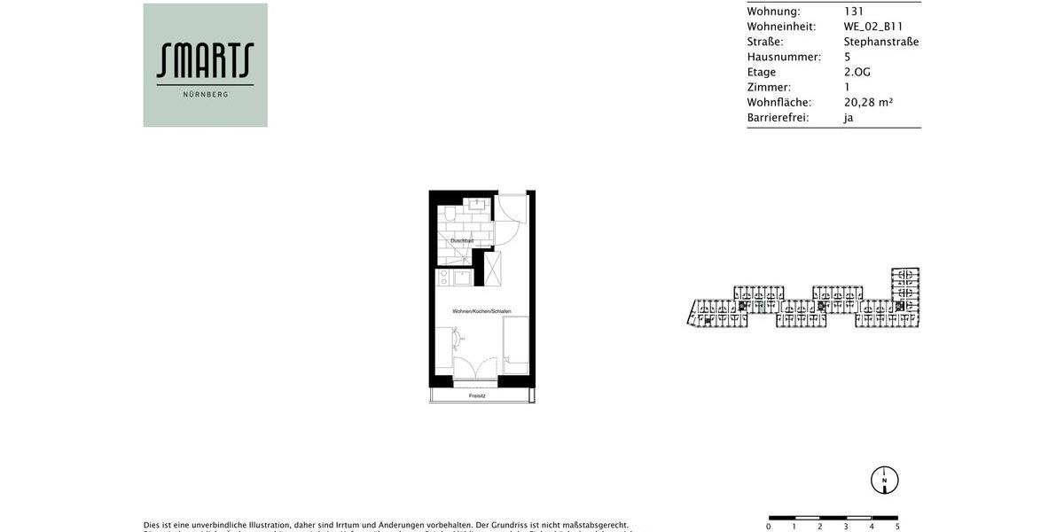 Etagenwohnung Nürnberg Gleißhammer - 1 Zimmer, 20 m&sup2;, 505&euro; | Angebot:25417590