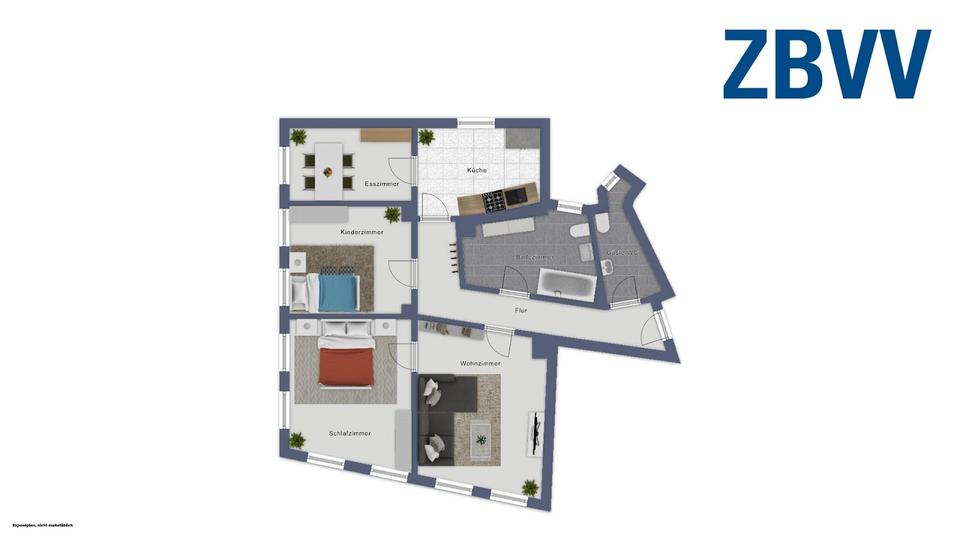Etagenwohnung Nürnberg Hasenbuck - 4 Zimmer, 84 m&sup2;, 834&euro; | Angebot:26409615