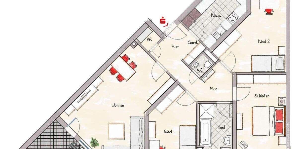Etagenwohnung Herzogenaurach - 4 Zimmer, 98 m&sup2;, 375.000&euro; | Angebot:25771969