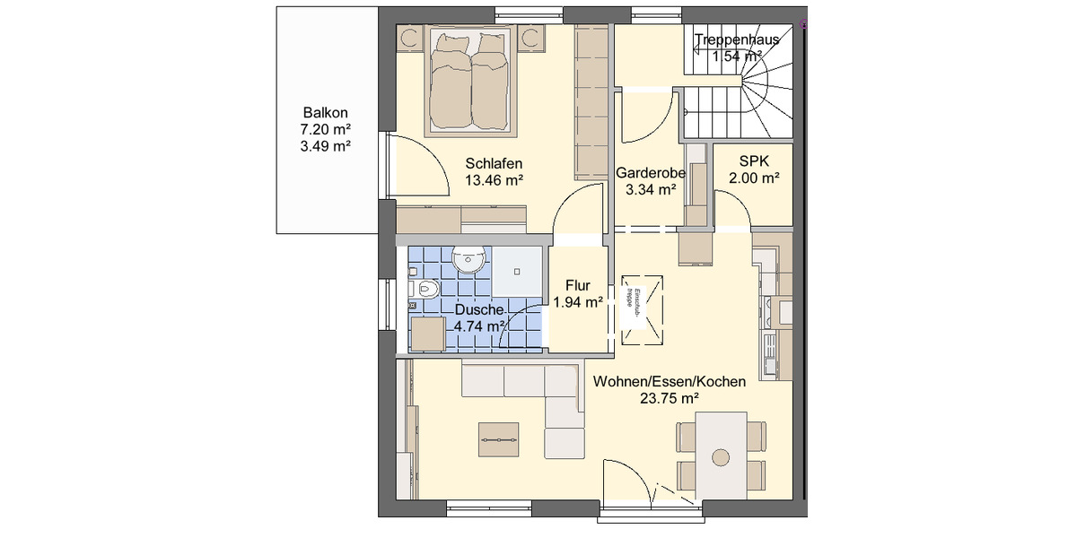 Etagenwohnung Veitsbronn Siegelsdorf - 2 Zimmer, 50 m&sup2;, 259.000&euro; | Angebot:25926472