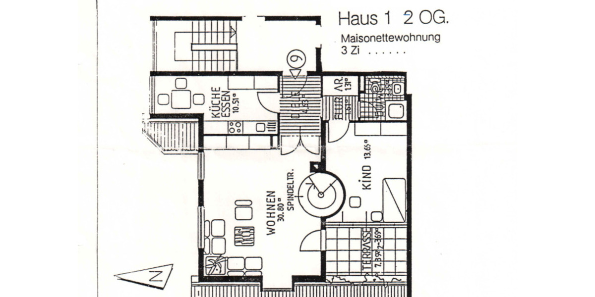 Maisonettenwohnung Nürnberg Erlenstegen - 3.5 Zimmer, 104 m&sup2;, 1.350&euro; | Angebot:25374327
