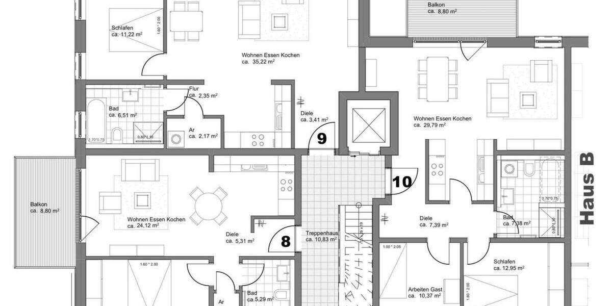 Etagenwohnung Fürth Südstadt - 2 Zimmer, 53 m&sup2;, 353.000&euro; | Angebot:26243941