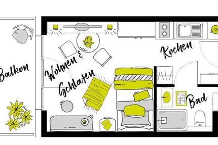 Wohnung Nürnberg Gleißhammer - 1 Zimmer, 21 m&sup2;, 447&euro; | Angebot:25568271