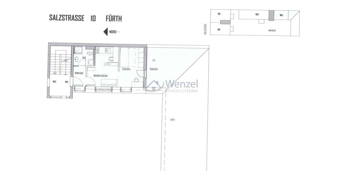 Etagenwohnung Fürth Altstadt - 1 Zimmer, 49 m&sup2;, 795&euro; | Angebot:25471605