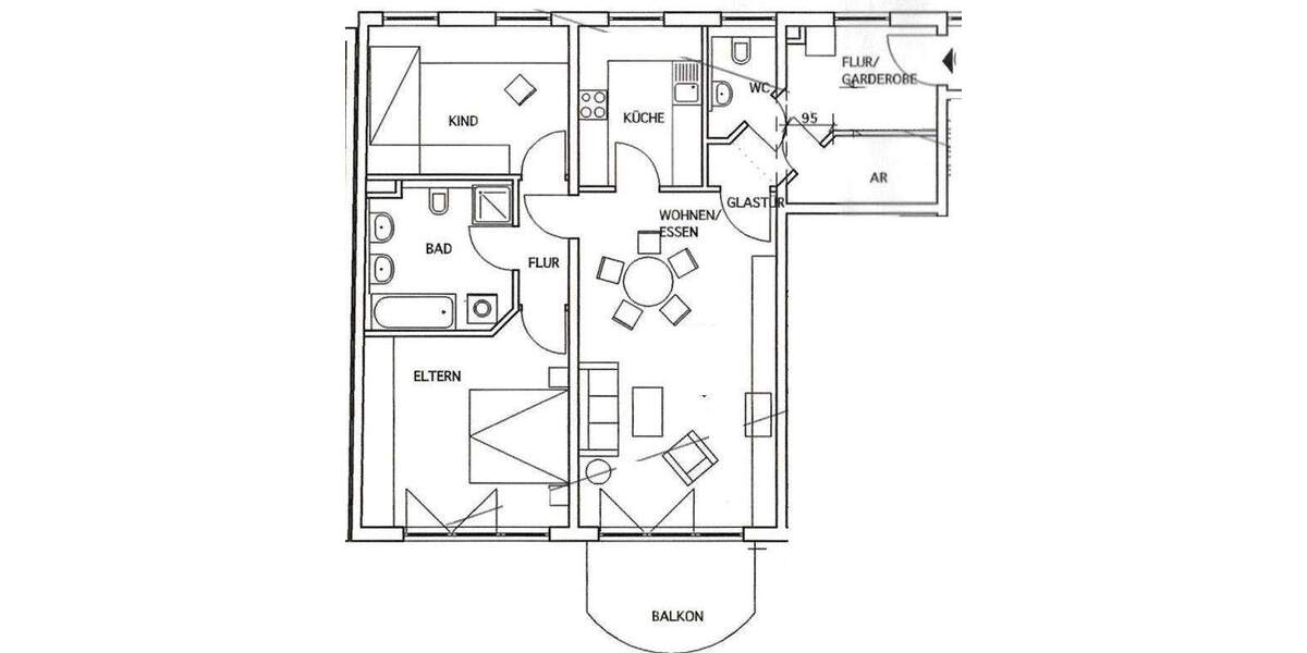 Etagenwohnung Nürnberg Zerzabelshof - 3 Zimmer, 100 m&sup2;, 1.150&euro; | Angebot:25802227