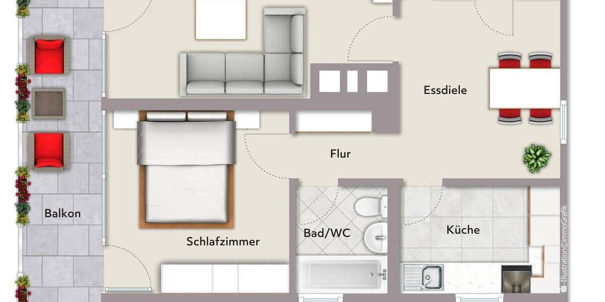 Etagenwohnung Erlangen Bruck - 2 Zimmer, 70 m&sup2;, 219.000&euro; | Angebot:26155761