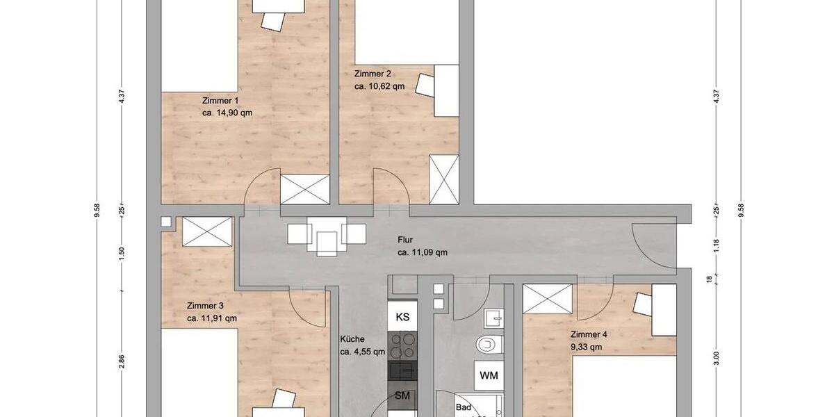 Etagenwohnung Nürnberg Langwasser - 1 Zimmer, 12 m&sup2;, 390&euro; | Angebot:26645458