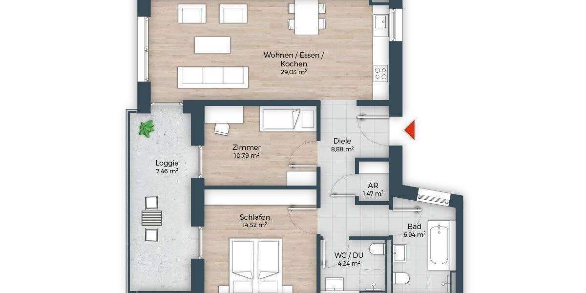 Etagenwohnung Nürnberg Großreuth h d Veste - 3 Zimmer, 83 m&sup2;, 631.500&euro; | Angebot:25915082