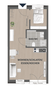 Etagenwohnung Fürth Innenstadt - 1 Zimmer, 35 m&sup2;, 600&euro; | Angebot:26826154