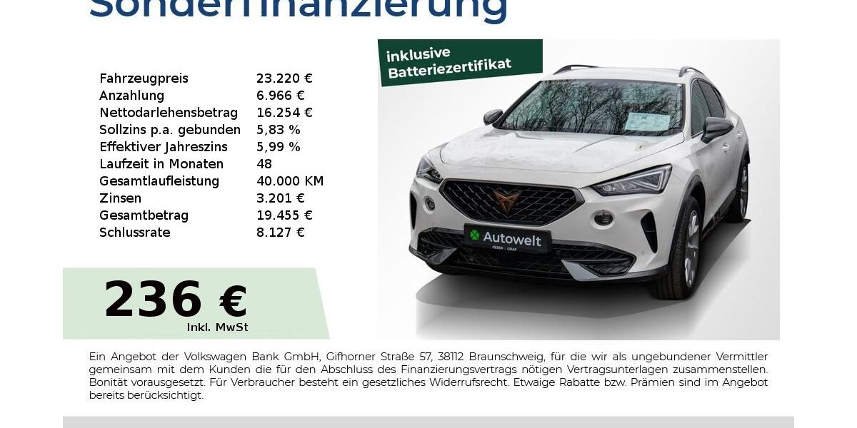 Cupra Formentor 29.450 km 23.220 &euro; Nürnberg 90431