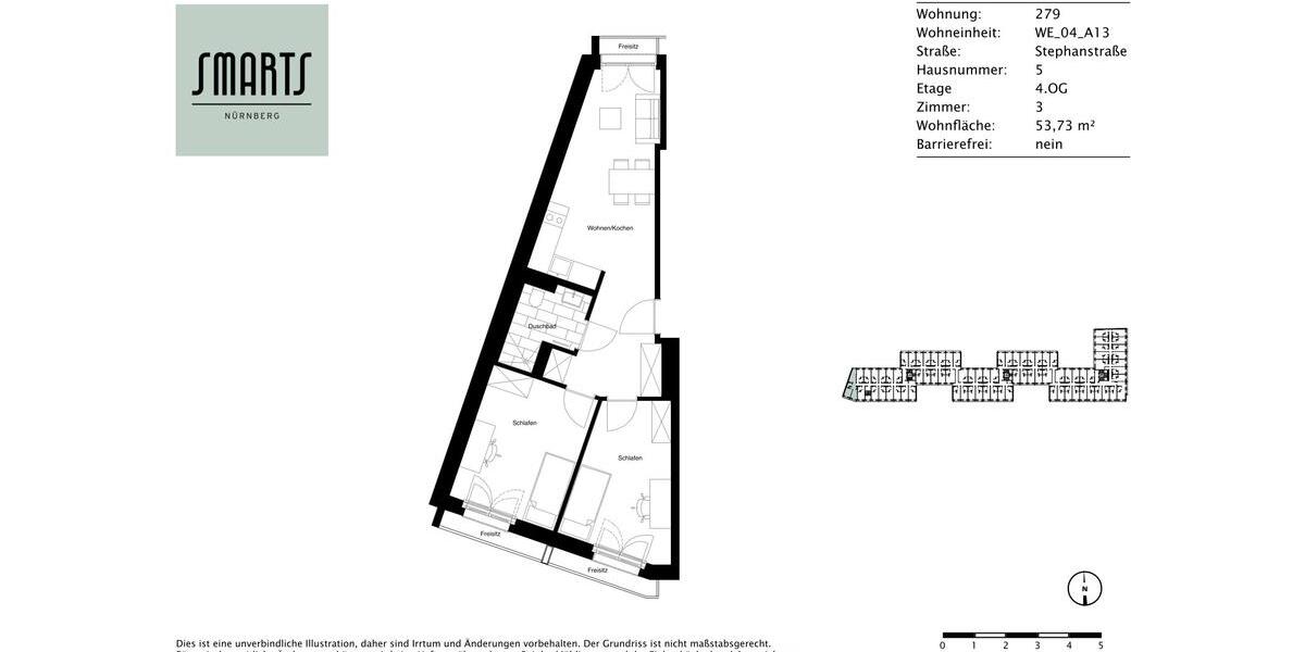 Etagenwohnung Nürnberg Gleißhammer - 3 Zimmer, 54 m&sup2;, 865&euro; | Angebot:23815680