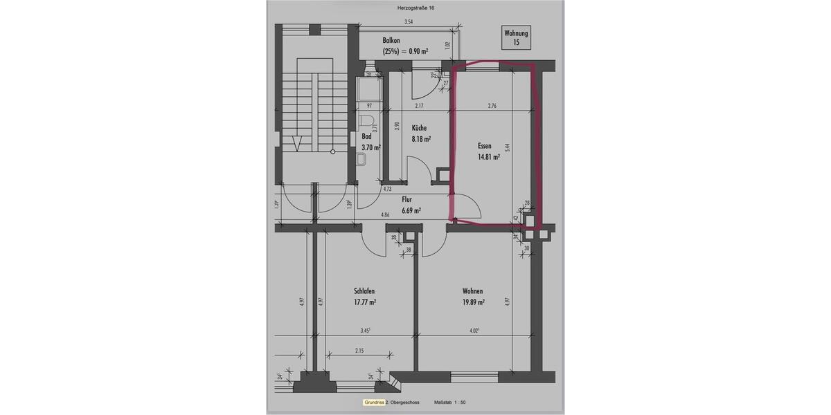 Etagenwohnung Nürnberg Gleißhammer - 1 Zimmer, 15 m&sup2;, 740&euro; | Angebot:24995908