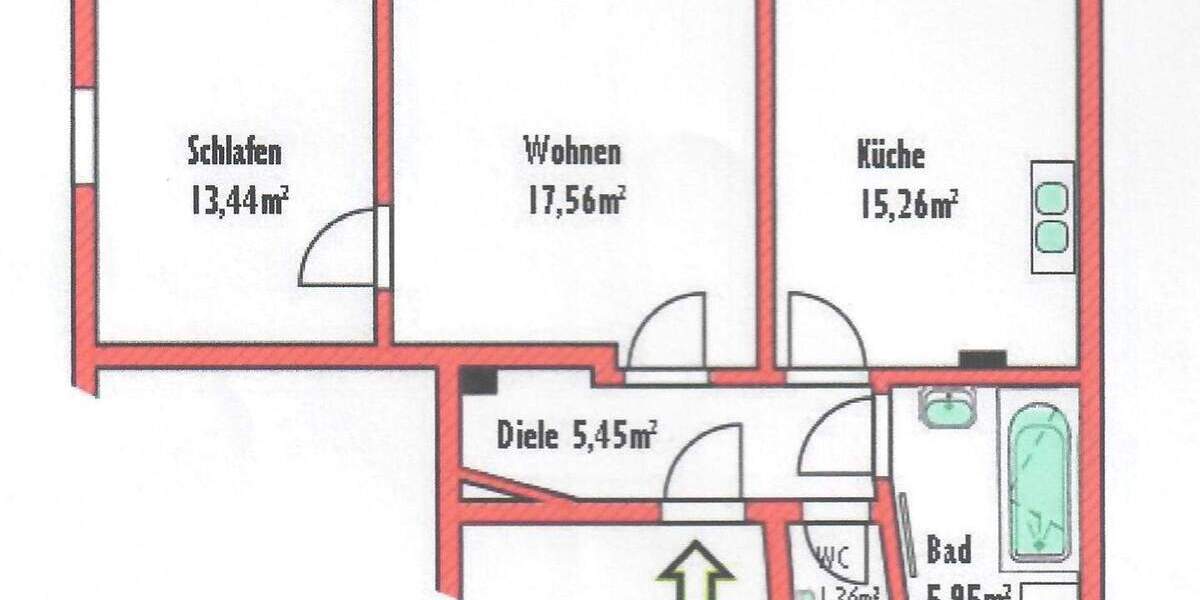 Etagenwohnung Nürnberg Muggenhof - 2 Zimmer, 58 m&sup2;, 175.000&euro; | Angebot:25746677