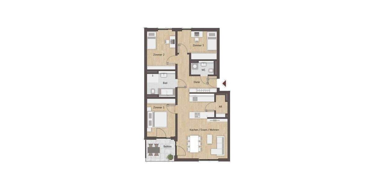 Etagenwohnung Nürnberg Laufamholz - 4 Zimmer, 93 m&sup2;, 668.920&euro; | Angebot:26617136