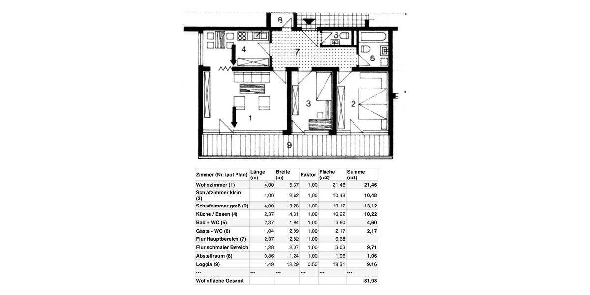Etagenwohnung Erlangen Alterlangen - 3 Zimmer, 82 m&sup2;, 285.000&euro; | Angebot:24273099