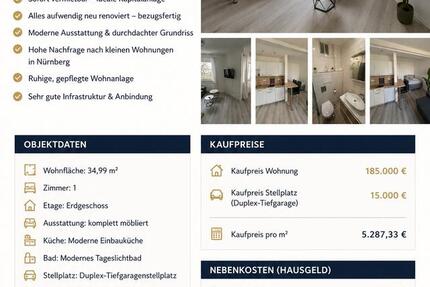 Wohnung Nürnberg Altenfurt - 1 Zimmer, 35 m&sup2;, 185.000&euro; | Angebot:26609993