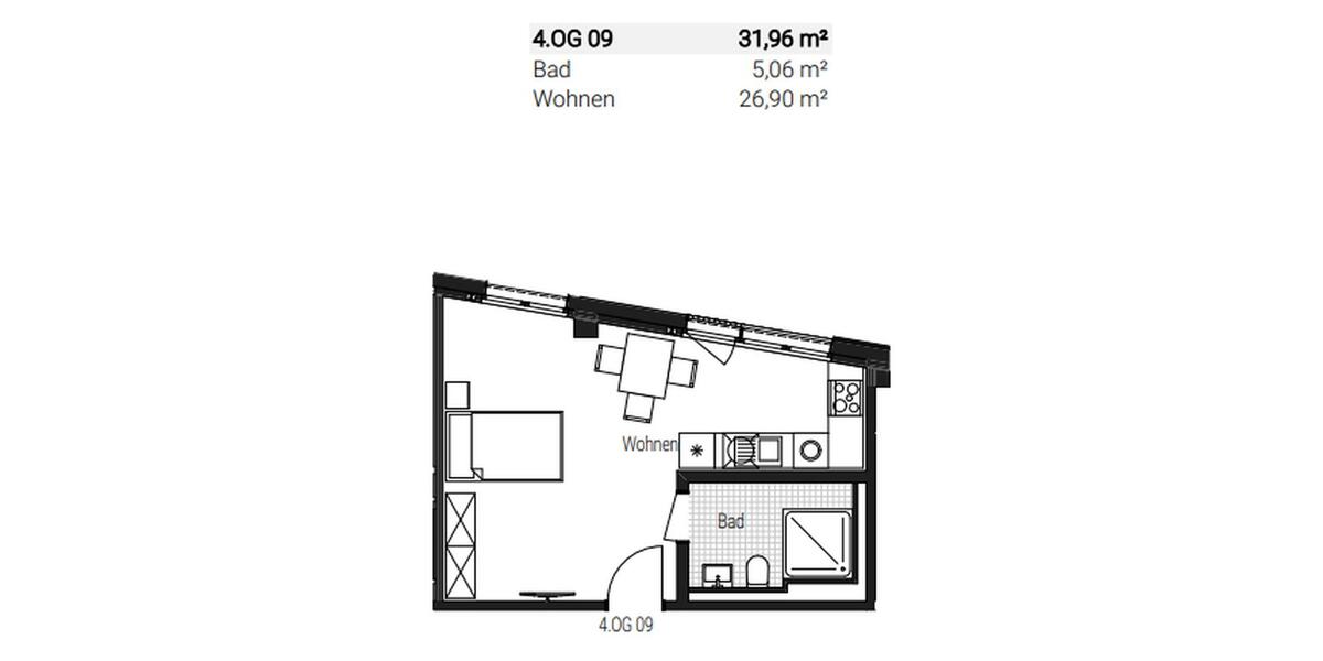 Etagenwohnung Nürnberg Gibitzenhof - 1 Zimmer, 32 m&sup2;, 718&euro; | Angebot:25350312
