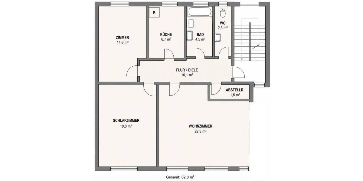 Etagenwohnung Nürnberg Muggenhof - 4 Zimmer, 82 m&sup2;, 1.230&euro; | Angebot:26819201