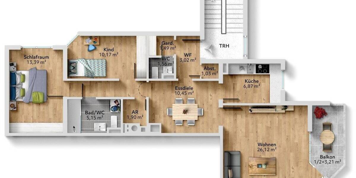 Etagenwohnung Nürnberg Laufamholz - 3 Zimmer, 89 m&sup2;, 415.000&euro; | Angebot:25727758