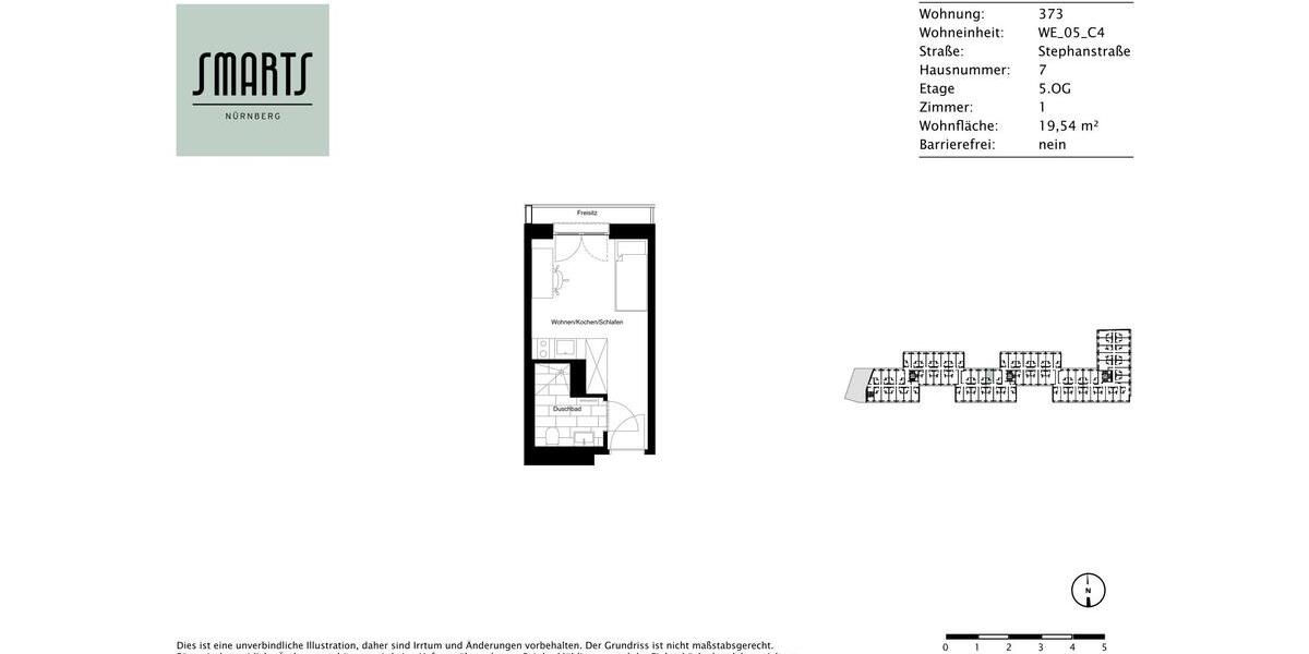 Etagenwohnung Nürnberg Gleißhammer - 1 Zimmer, 20 m&sup2;, 490&euro; | Angebot:25417569