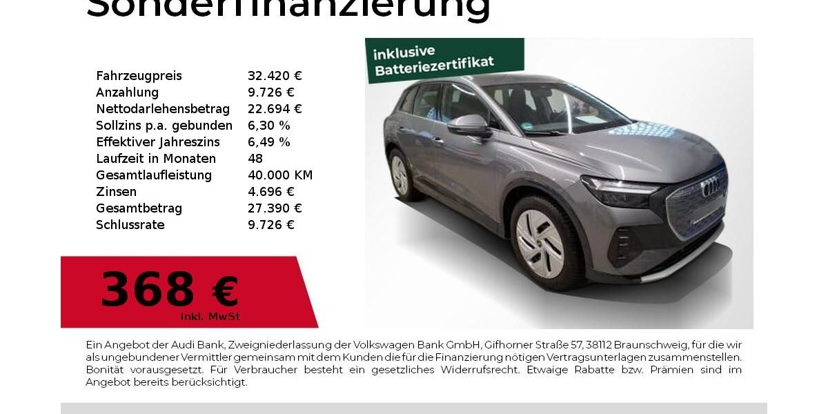 Audi Q4 e-tron 32.100 km 32.420 &euro; Höchstadt an der Aisch 91315
