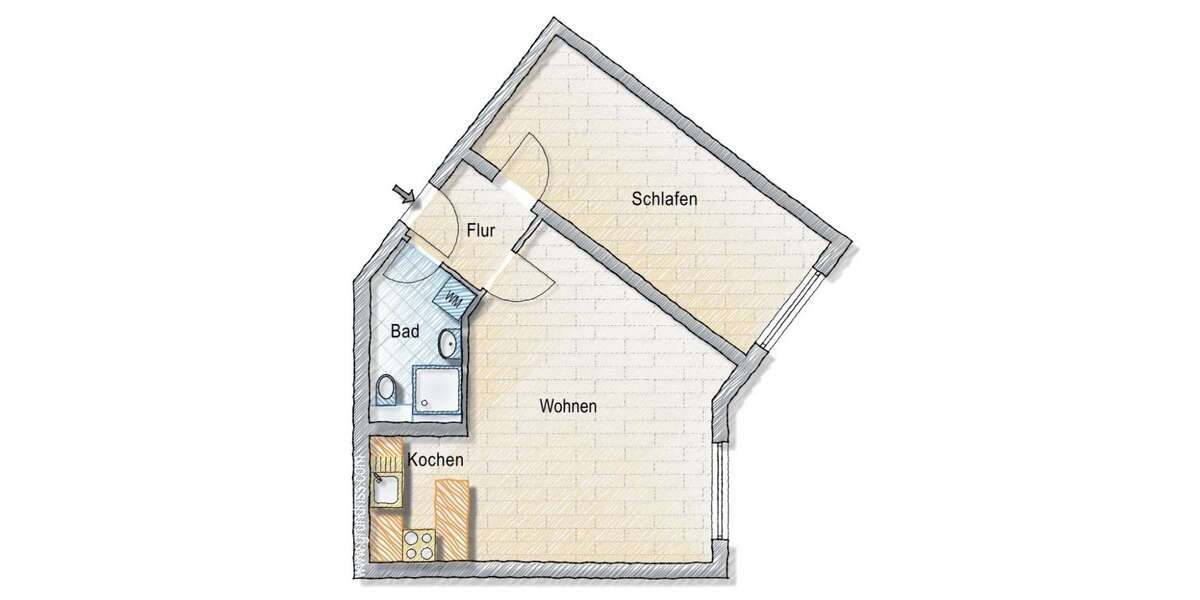 Etagenwohnung Fürth Südstadt - 2 Zimmer, 51 m&sup2;, 164.500&euro; | Angebot:23832981
