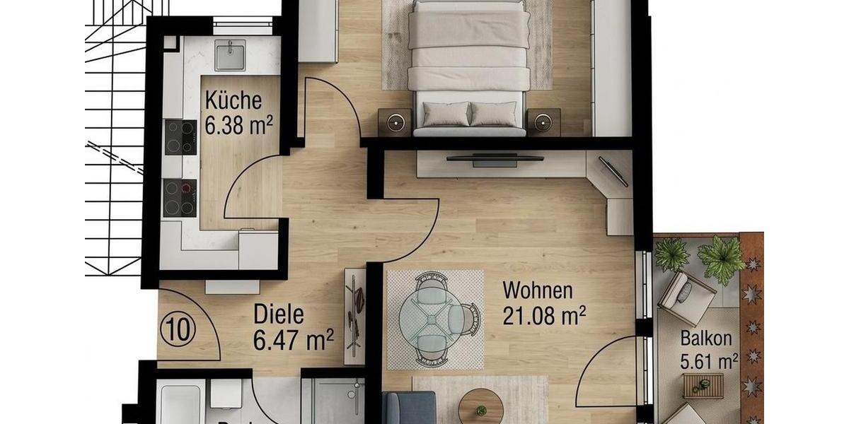 Etagenwohnung Nürnberg Holzheim - 2 Zimmer, 59 m&sup2;, 770&euro; | Angebot:25809903