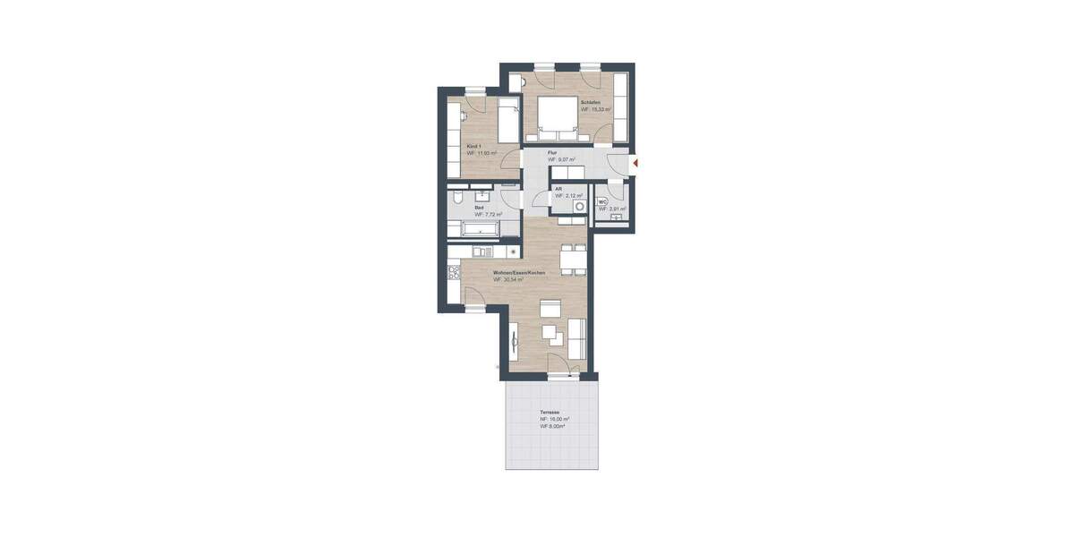 Terrassenwohnung Röthenbach an der Pegnitz Röthenbach - 3 Zimmer, 87 m&sup2;, 504.450&euro; | Angebot:26674098