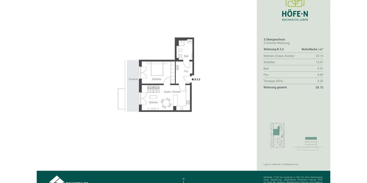 Etagenwohnung Nürnberg Gaismannshof - 2 Zimmer, 60 m&sup2;, 1.001&euro; | Angebot:25219196