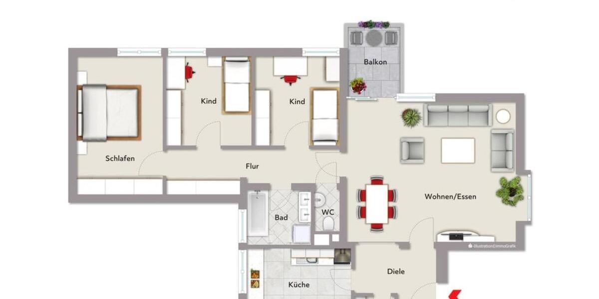 Etagenwohnung Nürnberg Altenfurt - 4 Zimmer, 101 m&sup2;, 1.296&euro; | Angebot:25231175