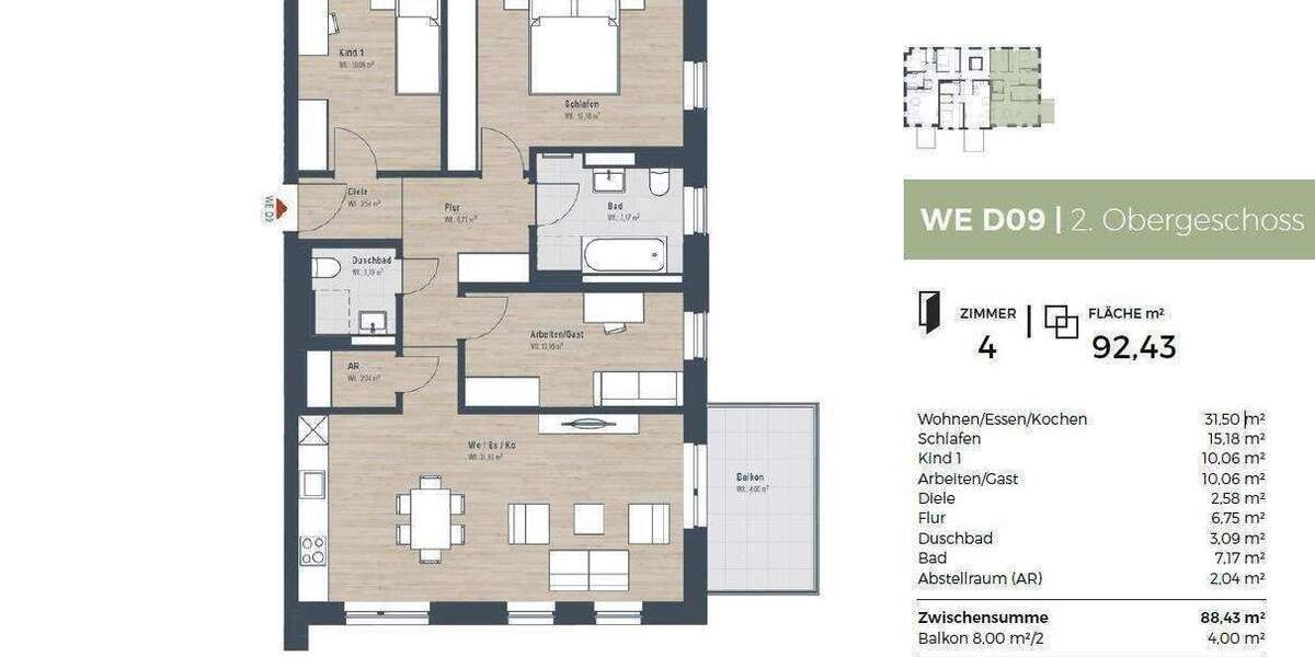 Etagenwohnung Nürnberg Großgründlach - 4 Zimmer, 92 m&sup2;, 589.862&euro; | Angebot:26065411
