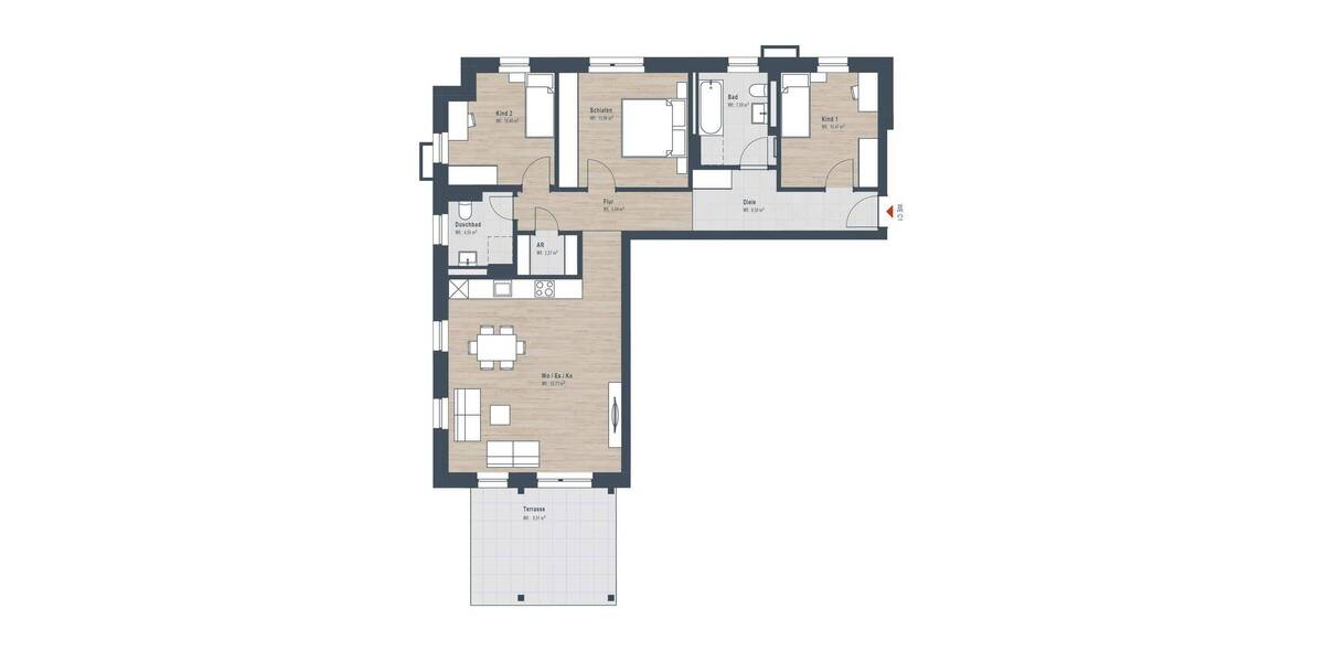 Terrassenwohnung Nürnberg Großgründlach - 4 Zimmer, 105 m&sup2;, 722.691&euro; | Angebot:26787345
